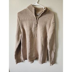 Croft & Barrow Womens XL Tan Beige Textured Knit Quarter Zip Pullover Sweater